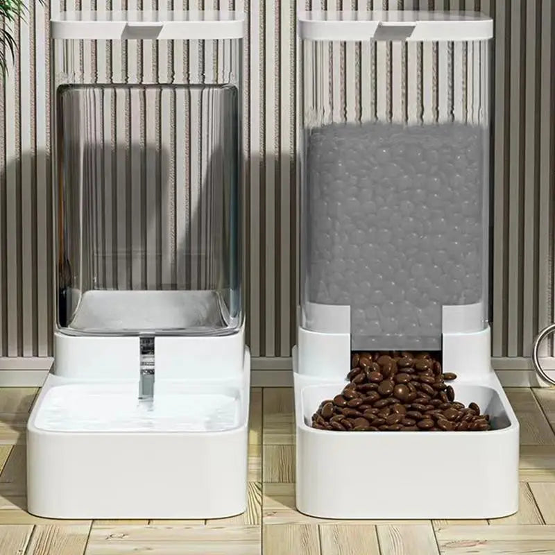 Dog and Cat Automatic Feeding Water Bowl, Pet Food Storage Dispenser Container